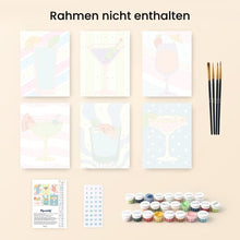 Laden Sie das Bild in den Galerie-Viewer, Mini Malen nach Zahlen 15x20 cm (6 Stück) - Pop-Art-Cocktails