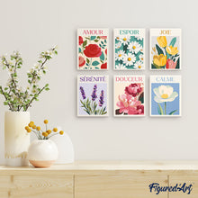 Laden Sie das Bild in den Galerie-Viewer, Mini Malen nach Zahlen 15x20 cm (6 Stück) - Blumen des Glücks