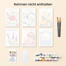 Laden Sie das Bild in den Galerie-Viewer, Mini Malen nach Zahlen 15x20 cm (6 Stück) - Blumen des Glücks