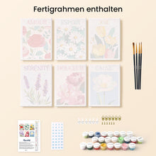 Laden Sie das Bild in den Galerie-Viewer, Mini Malen nach Zahlen 15x20 cm (6 Stück) - Blumen des Glücks