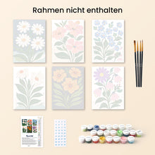 Laden Sie das Bild in den Galerie-Viewer, Mini Malen nach Zahlen 15x20 cm (6 Stück) - Blumen Grafiken