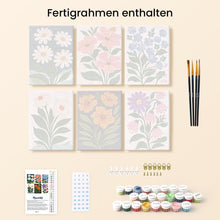 Laden Sie das Bild in den Galerie-Viewer, Mini Malen nach Zahlen 15x20 cm (6 Stück) - Blumen Grafiken