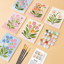 Laden Sie das Bild in den Galerie-Viewer, Mini Malen nach Zahlen 15x20 cm (6 Stück) - Pastellblumen