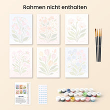 Laden Sie das Bild in den Galerie-Viewer, Mini Malen nach Zahlen 15x20 cm (6 Stück) - Pastellblumen