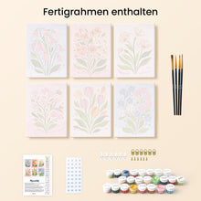 Laden Sie das Bild in den Galerie-Viewer, Mini Malen nach Zahlen 15x20 cm (6 Stück) - Pastellblumen