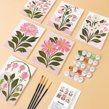 Laden Sie das Bild in den Galerie-Viewer, Mini Malen nach Zahlen 15x20 cm (6 Stück) - Rosa Blumen