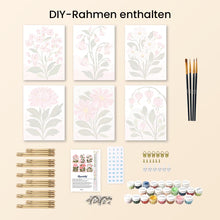 Laden Sie das Bild in den Galerie-Viewer, Mini Malen nach Zahlen 15x20 cm (6 Stück) - Rosa Blumen