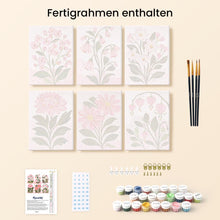 Laden Sie das Bild in den Galerie-Viewer, Mini Malen nach Zahlen 15x20 cm (6 Stück) - Rosa Blumen
