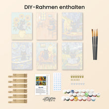 Laden Sie das Bild in den Galerie-Viewer, Mini Malen nach Zahlen 15x20 cm (6 Stück) - Katze im Van-Gogh-Stil