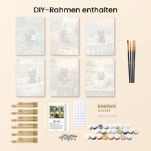 Laden Sie das Bild in den Galerie-Viewer, Mini Malen nach Zahlen 15x20 cm (6 Stück) - Katze im Claude-Monet-Stil