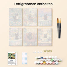 Laden Sie das Bild in den Galerie-Viewer, Mini Malen nach Zahlen 15x20 cm (6 Stück) - Katze im Claude-Monet-Stil