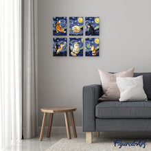 Laden Sie das Bild in den Galerie-Viewer, Mini Malen nach Zahlen 15x20 cm (6 Stück) - Sternennacht-Katzen