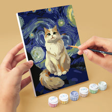 Laden Sie das Bild in den Galerie-Viewer, Mini Malen nach Zahlen 15x20 cm (6 Stück) - Sternennacht-Katzen