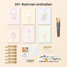 Laden Sie das Bild in den Galerie-Viewer, Mini Malen nach Zahlen 15x20 cm (6 Stück) - Retro-Eis