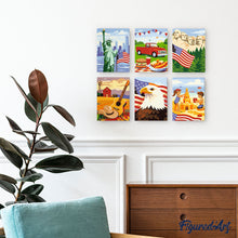 Laden Sie das Bild in den Galerie-Viewer, Mini Malen nach Zahlen 15x20 cm (6 Stück) - Hallo USA