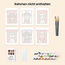 Laden Sie das Bild in den Galerie-Viewer, Mini Malen nach Zahlen 15x20 cm (6 Stück) - Muh Crew