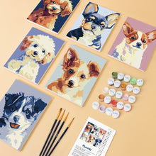 Laden Sie das Bild in den Galerie-Viewer, Mini Malen nach Zahlen 15x20 cm (6 Stück) - Moderne Hunde Portraits 2