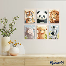 Laden Sie das Bild in den Galerie-Viewer, Mini Malen nach Zahlen 15x20 cm (6 Stück) - Wildtierportraits 1