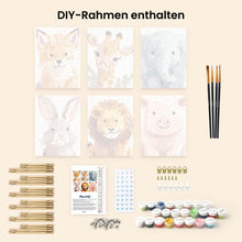 Laden Sie das Bild in den Galerie-Viewer, Mini Malen nach Zahlen 15x20 cm (6 Stück) - Wildtierportraits 2