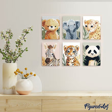 Laden Sie das Bild in den Galerie-Viewer, Mini Malen nach Zahlen 15x20 cm (6 Stück) - Wildtierportraits 3
