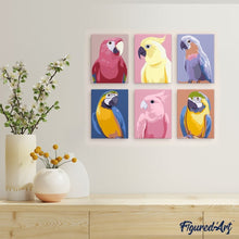 Laden Sie das Bild in den Galerie-Viewer, Mini Malen nach Zahlen 15x20 cm (6 Stück) - Tropische Federn