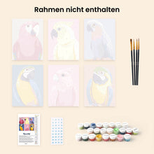 Laden Sie das Bild in den Galerie-Viewer, Mini Malen nach Zahlen 15x20 cm (6 Stück) - Tropische Federn