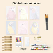 Laden Sie das Bild in den Galerie-Viewer, Mini Malen nach Zahlen 15x20 cm (6 Stück) - Tropische Federn