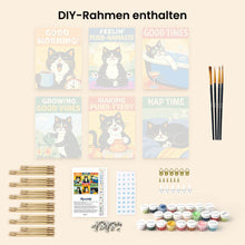 Laden Sie das Bild in den Galerie-Viewer, Mini Malen nach Zahlen 15x20 cm (6 Stück) - Gute Zeiten mit Katzen