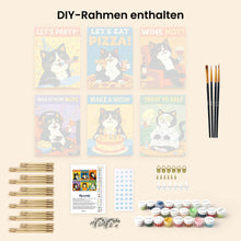 Laden Sie das Bild in den Galerie-Viewer, Mini Malen nach Zahlen 15x20 cm (6 Stück) - Fröhliche Katzenmomente