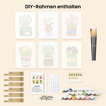 Laden Sie das Bild in den Galerie-Viewer, Mini Malen nach Zahlen 15x20 cm (6 Stück) - Blühende Vorratskammer