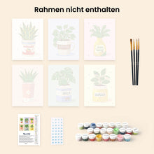 Laden Sie das Bild in den Galerie-Viewer, Mini Malen nach Zahlen 15x20 cm (6 Stück) - Alltägliche Pflanzentöpfe