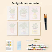 Laden Sie das Bild in den Galerie-Viewer, Mini Malen nach Zahlen 15x20 cm (6 Stück) - Alltägliche Pflanzentöpfe