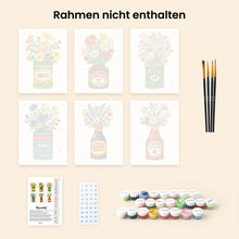Laden Sie das Bild in den Galerie-Viewer, Mini Malen nach Zahlen 15x20 cm (6 Stück) - Blühende Flaschen