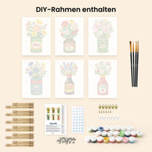 Laden Sie das Bild in den Galerie-Viewer, Mini Malen nach Zahlen 15x20 cm (6 Stück) - Blühende Flaschen