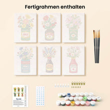 Laden Sie das Bild in den Galerie-Viewer, Mini Malen nach Zahlen 15x20 cm (6 Stück) - Blühende Flaschen