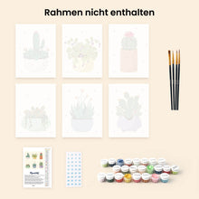 Laden Sie das Bild in den Galerie-Viewer, Mini Malen nach Zahlen 15x20 cm (6 Stück) - Niedliche Kakteen Kollektion 1