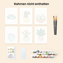 Laden Sie das Bild in den Galerie-Viewer, Mini Malen nach Zahlen 15x20 cm (6 Stück) - Niedliche Kakteen Kollektion 2