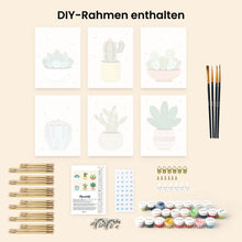 Laden Sie das Bild in den Galerie-Viewer, Mini Malen nach Zahlen 15x20 cm (6 Stück) - Niedliche Kakteen Kollektion 2
