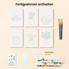 Laden Sie das Bild in den Galerie-Viewer, Mini Malen nach Zahlen 15x20 cm (6 Stück) - Niedliche Kakteen Kollektion 2