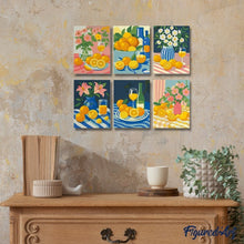 Laden Sie das Bild in den Galerie-Viewer, Mini Malen nach Zahlen 15x20 cm (6 Stück) - Goldener Zitronenstrauß
