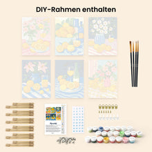 Laden Sie das Bild in den Galerie-Viewer, Mini Malen nach Zahlen 15x20 cm (6 Stück) - Goldener Zitronenstrauß