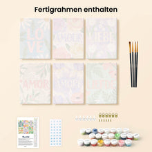 Laden Sie das Bild in den Galerie-Viewer, Mini Malen nach Zahlen 15x20 cm (6 Stück) - Florale Liebe 1