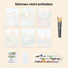 Laden Sie das Bild in den Galerie-Viewer, Mini Malen nach Zahlen 15x20 cm (6 Stück) - Pariser Träume
