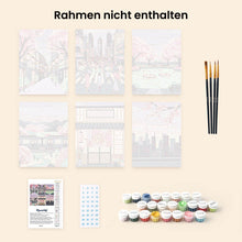 Laden Sie das Bild in den Galerie-Viewer, Mini Malen nach Zahlen 15x20 cm (6 Stück) - Frühling in Tokio