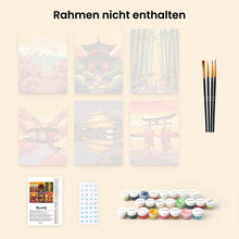 Laden Sie das Bild in den Galerie-Viewer, Mini Malen nach Zahlen 15x20 cm (6 Stück) - Sonnenuntergang in Japan