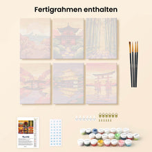 Laden Sie das Bild in den Galerie-Viewer, Mini Malen nach Zahlen 15x20 cm (6 Stück) - Sonnenuntergang in Japan