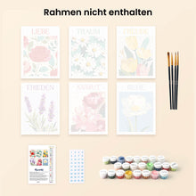 Laden Sie das Bild in den Galerie-Viewer, Mini Malen nach Zahlen 15x20 cm (6 Stück) - Blühende Emotionen 2