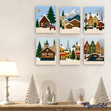 Laden Sie das Bild in den Galerie-Viewer, Mini Malen nach Zahlen 15x20 cm (6 Stück) - Winterdorf-Kollektion