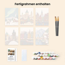 Laden Sie das Bild in den Galerie-Viewer, Mini Malen nach Zahlen 15x20 cm (6 Stück) - Winterdorf-Kollektion