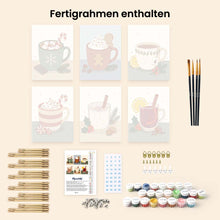 Laden Sie das Bild in den Galerie-Viewer, Mini Malen nach Zahlen 15x20 cm (6 Stück) - Gemütliche Wintergetränke